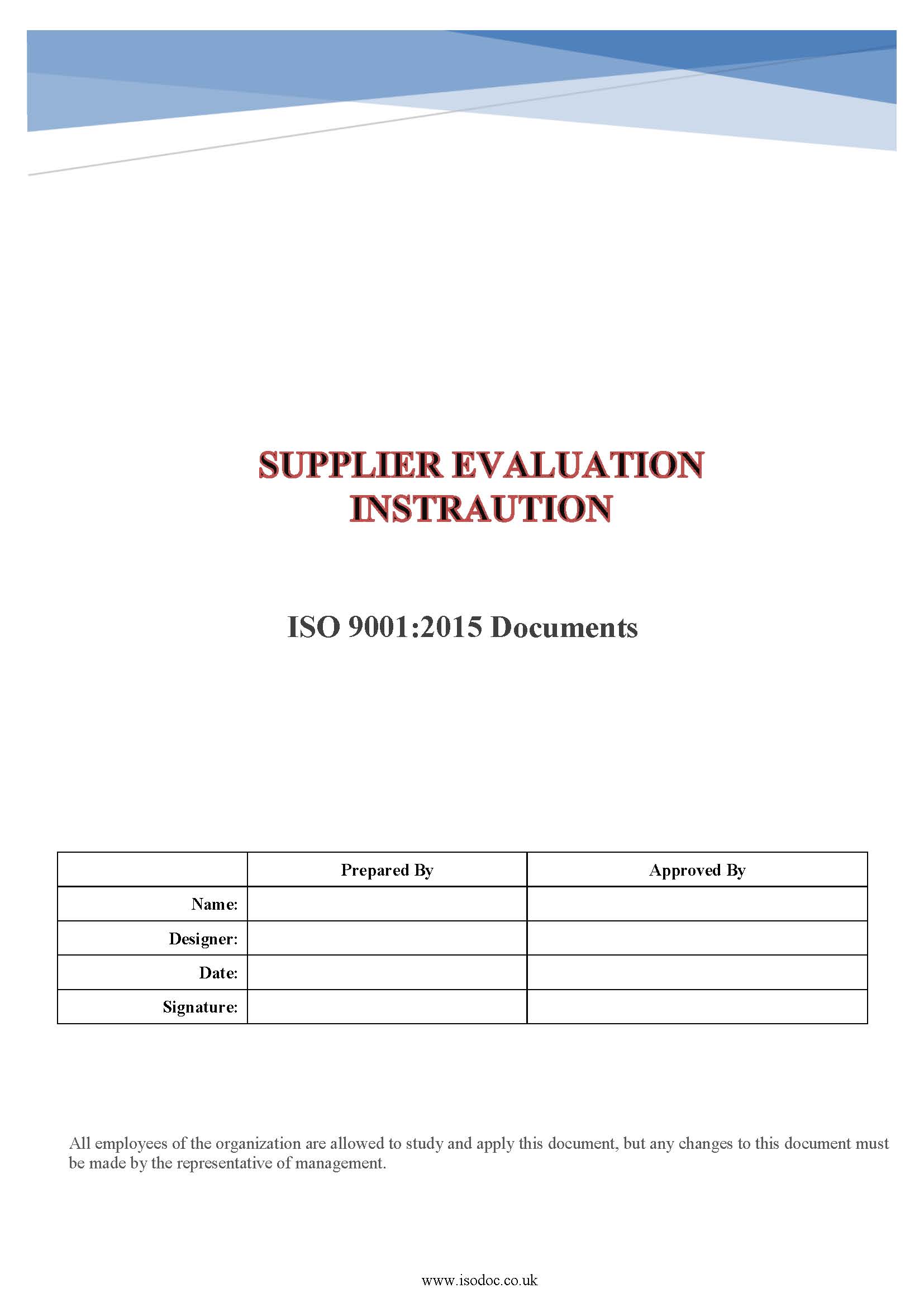 Supplier Evaluation work instruction
