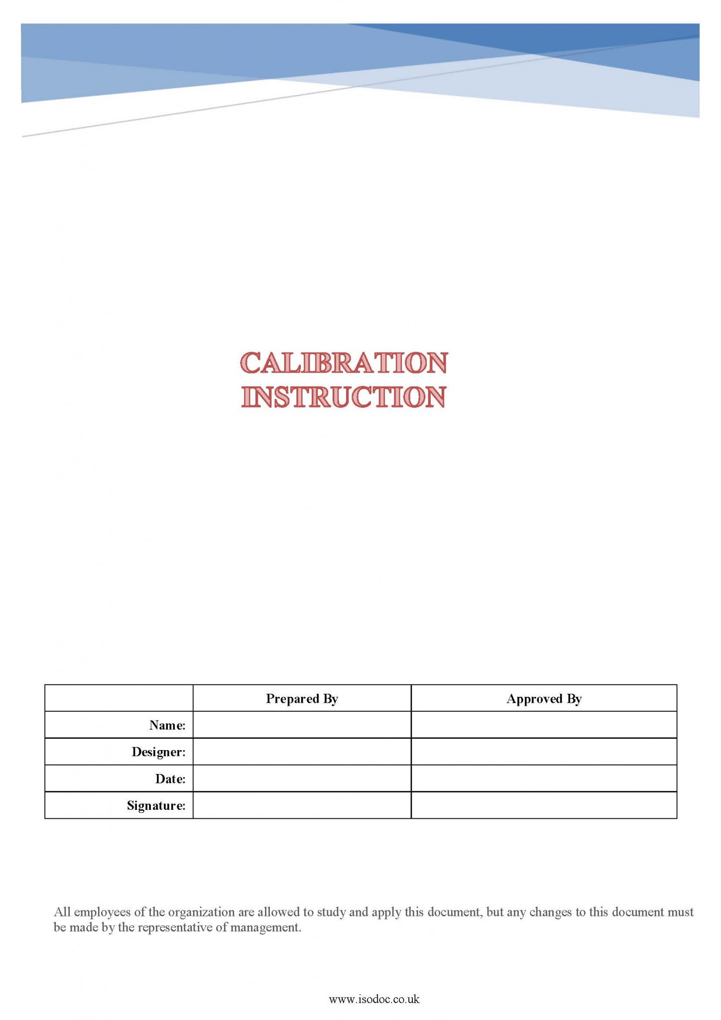 calibrationinstruction ISODOC GROUP PROVIDER OF ISO DOCUMENT