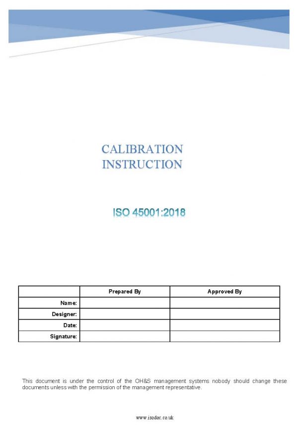 ISO 45001 Calibration Instruction