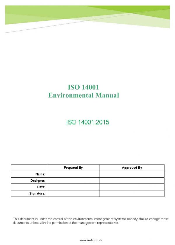 ISO 14001 Environmental Manual
