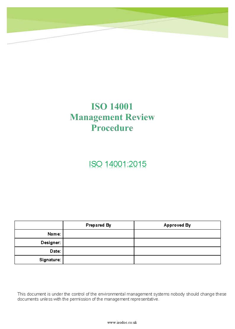 Iso 14001 Management Review Procedure Isodoc Group