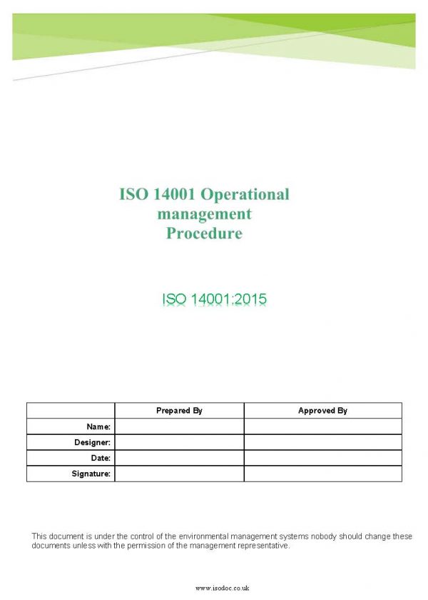 ISO 14001 Operational management Procedure