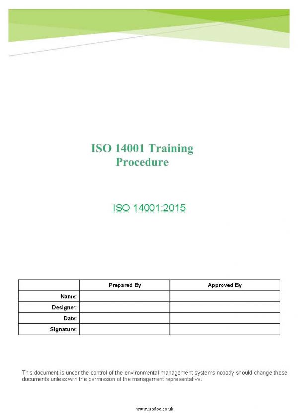 ISO 14001 Training Procedure