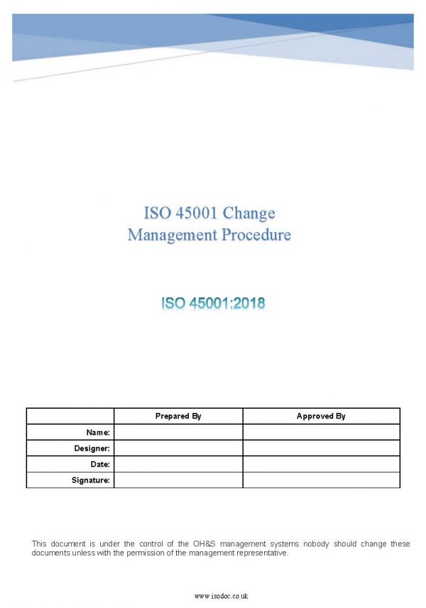 ISO 45001 Change Management Procedure