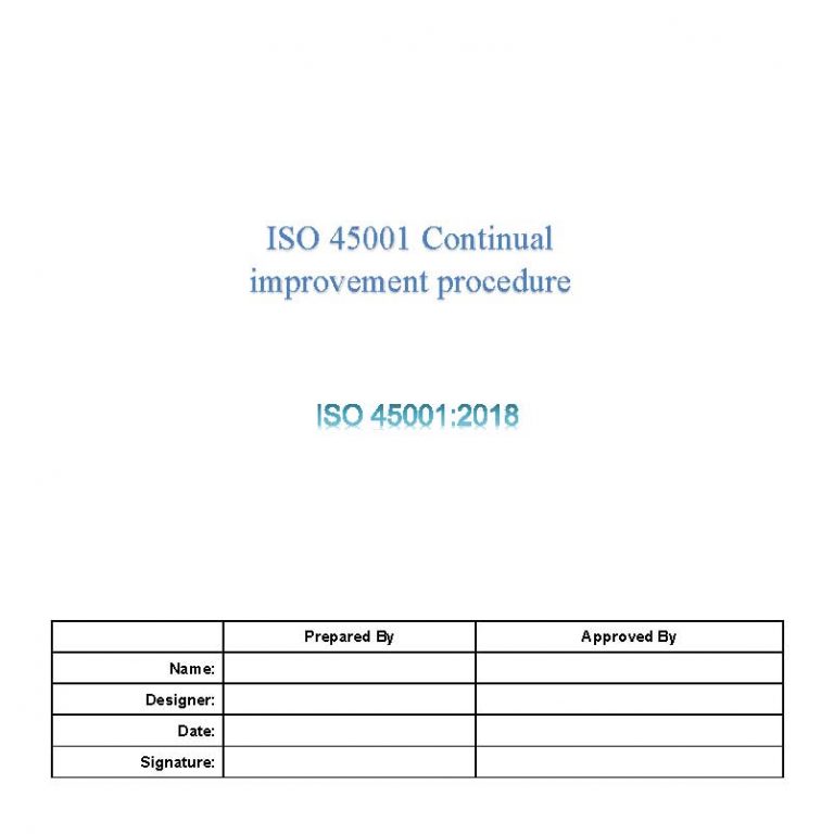 ISO 45001 Continual improvement procedure