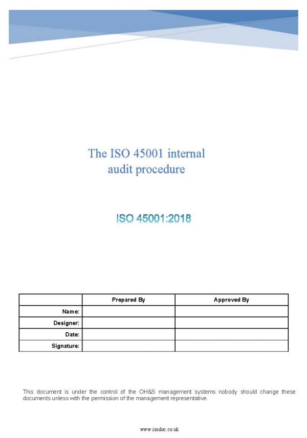 ISO 45001 internal audit procedure